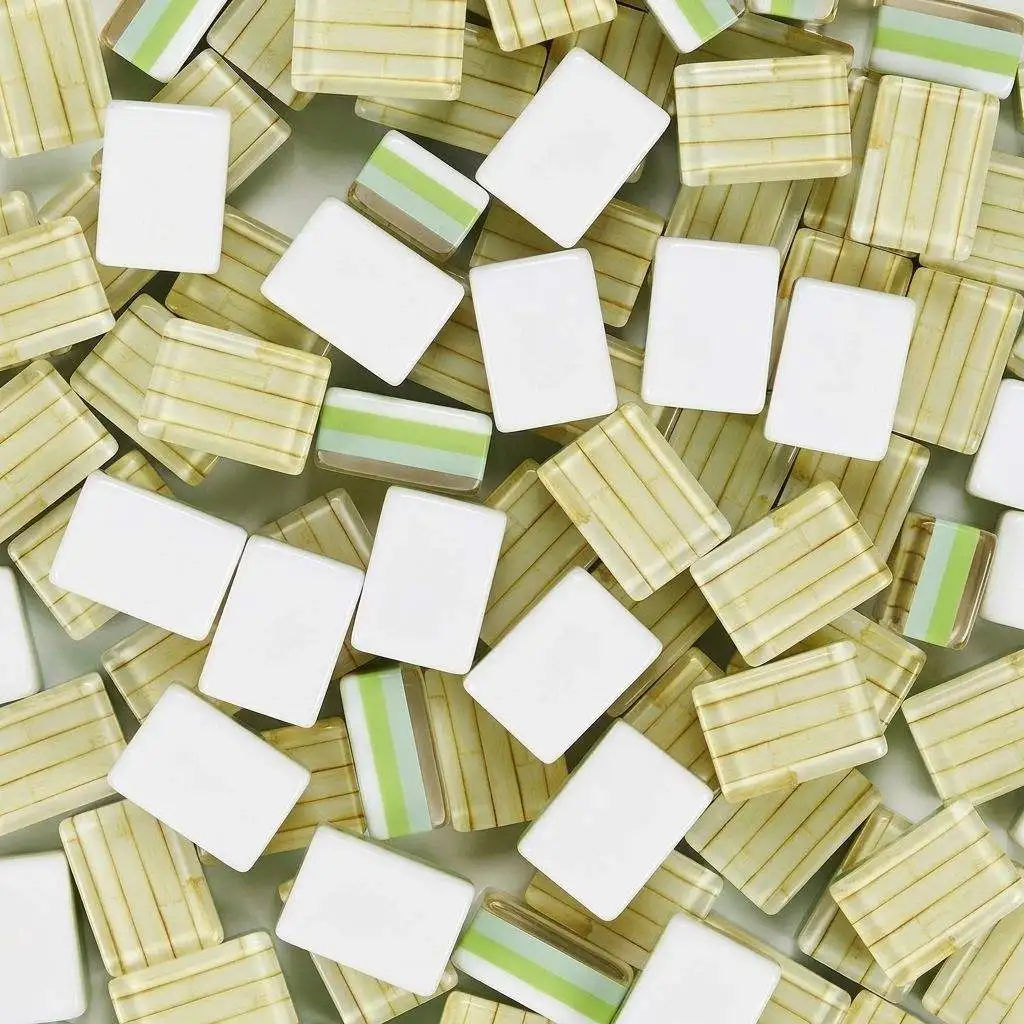 Premium Bamboo Texture US Mahjong Set Imitation Pattern 4-ayer Acrylic Mahjong Tiles Light Green White Layer Edge 160 Pieces