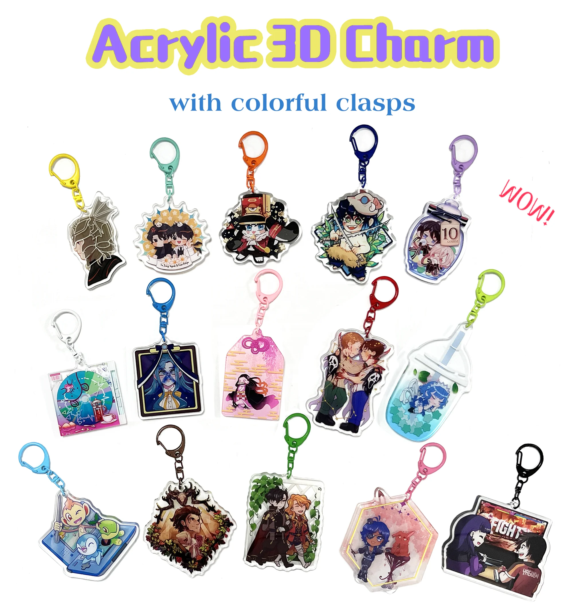 Kuien Custom Printing - Epoxy 3D Acrylic Charm Keychain Kuien Custom Printing - Epoxy 3D Acrylic Charm Keychain