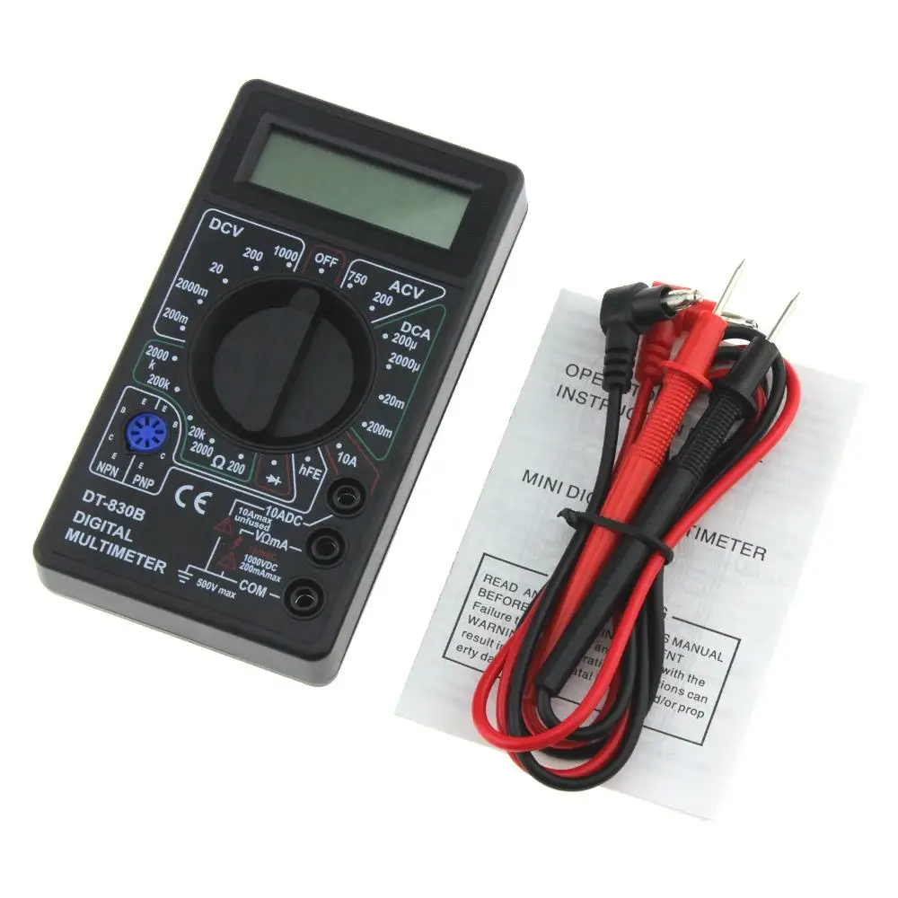 DT830B AC/DC LCD Digital Multimeter 750/1000V Voltmeter Ammeter Ohm Tester High Safety Handheld Meter Digital Multimeter DT-830B