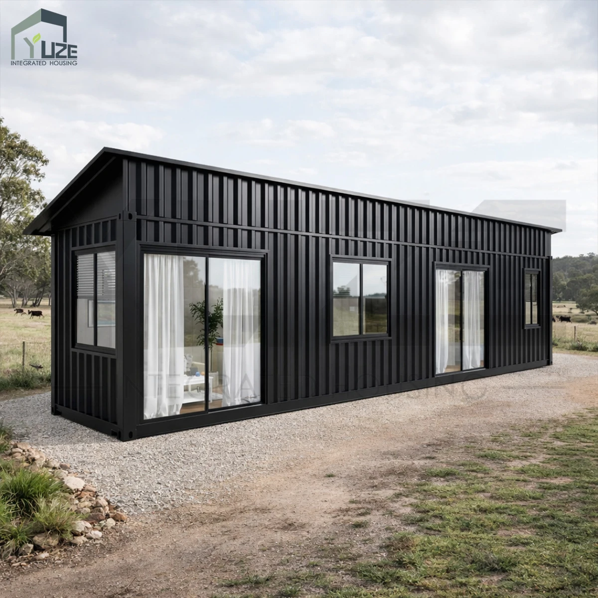 Luxury Design 40ft Fullye Equipped Prefab Insulated Modular Shipping Container Home with Pitched Roof