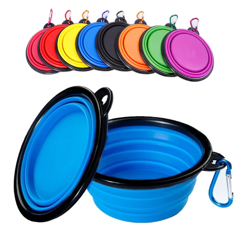 Outdoor Camping 350ML/1000ML Portable Puppy Container Foldable Custom Collapsible Silicone Pet Slow Dog Water Food Bowl Feeders
