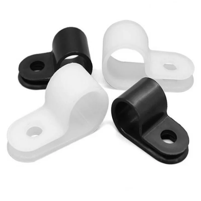 100 Clips P De Nailon Para Mangueras Y Cables: Abrazaderas De Pared Para Organizar Tuberías (6,35mm, Negro)