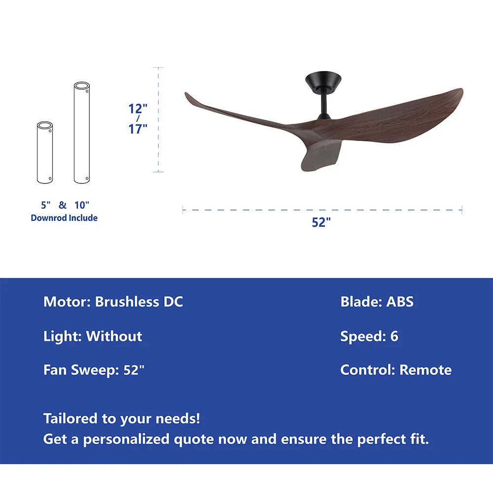 American Retro Restaurant Living Room Ceiling Fan Frequency Conversion Silent Remote Control Ceiling Fan