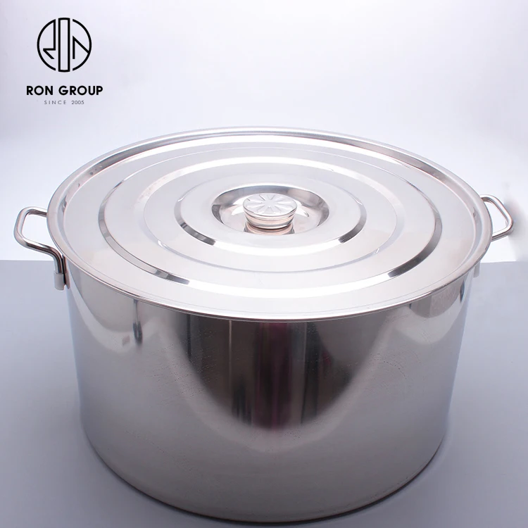 Cheap hotel stainless steel multi capacity soup container dinnerware heavy duty custom restaurant catering deep soup stock pot