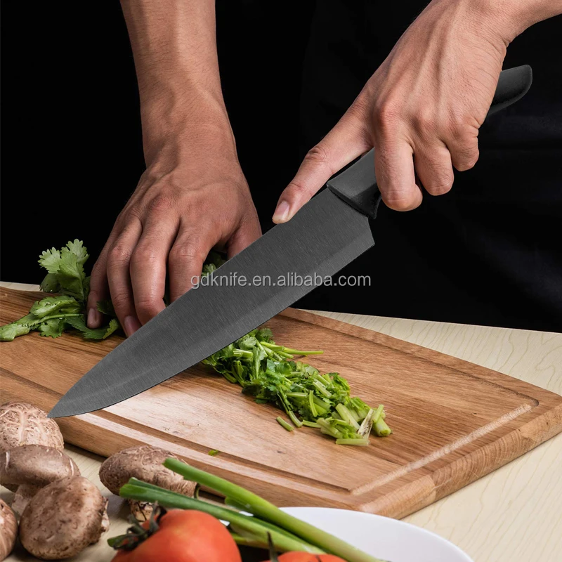 Professional 5 pcs with pp handle  black  titanium plated non stick coating stainless steel kitchen knife set