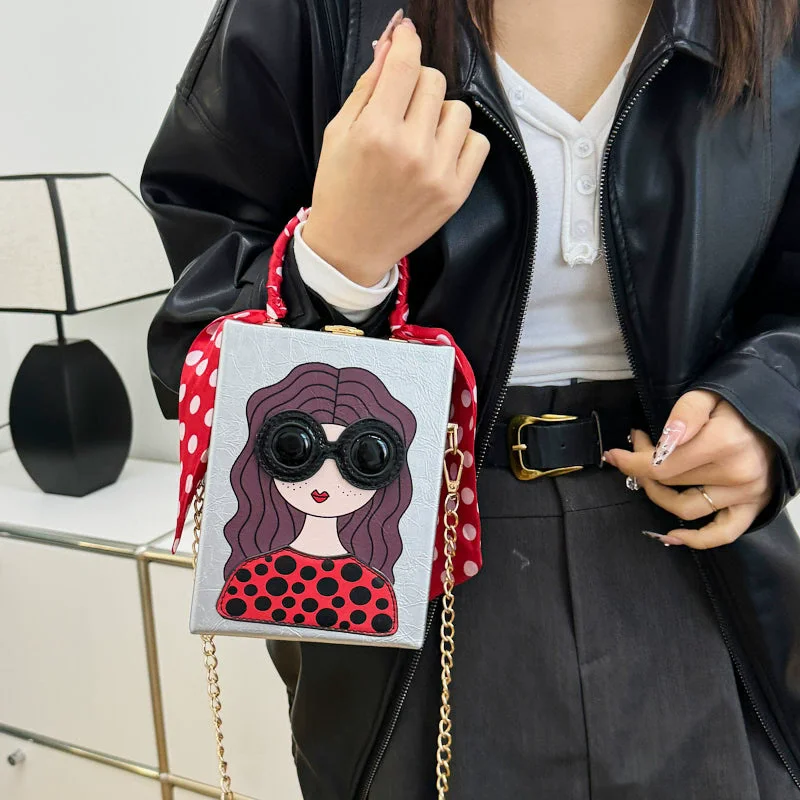 2025 New Fashion Small Square Bag Fashion Popular Glasses Beauty Personality Chain Shoulder Bag