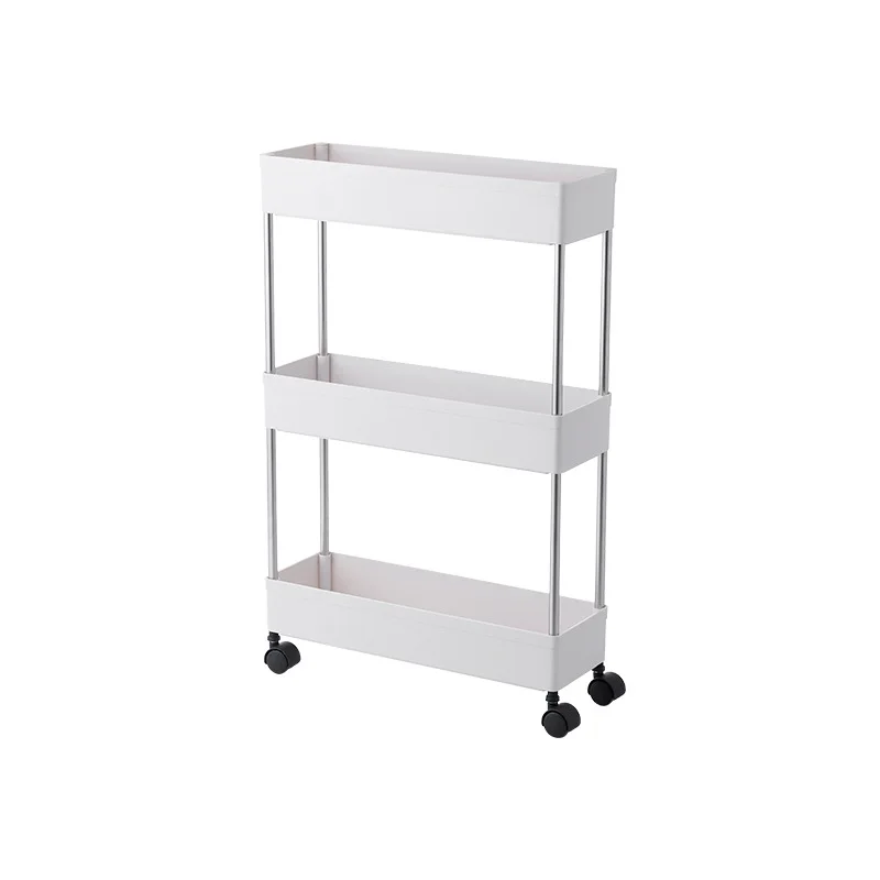 SPACEKEEPER 4 Tier Slim Storage Cart Mobile Shelving Unit Organizer Slide  Out Storage Rolling Utility Cart Tower Rack for Kitchen Bathroom Laundry  Narrow Places, Plastic & Stainless Steel, White 