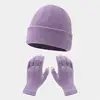 Autumn and winter warm gloves hat suit-[purple]]