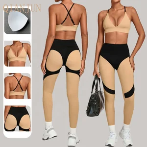 Custom Logo High Support Adjustable Straps Shockproof Sports Bra Fitness Tracksuit High Waist Tight Outdoor Running Outfit