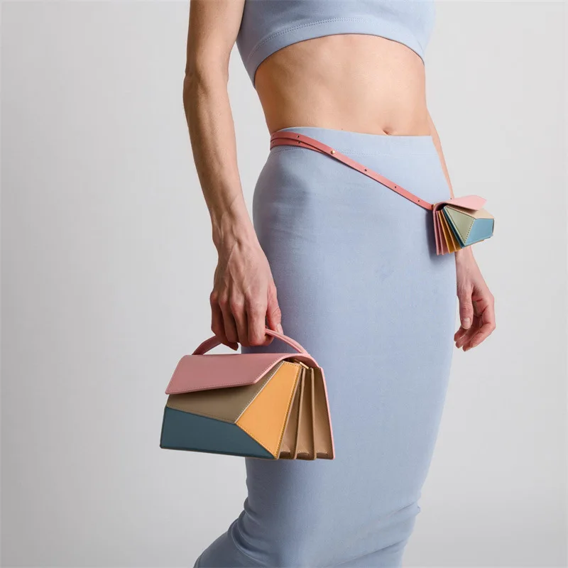 2023New Geometry Splicing Hand Bag Stylish Niche Design Cross-body Bag