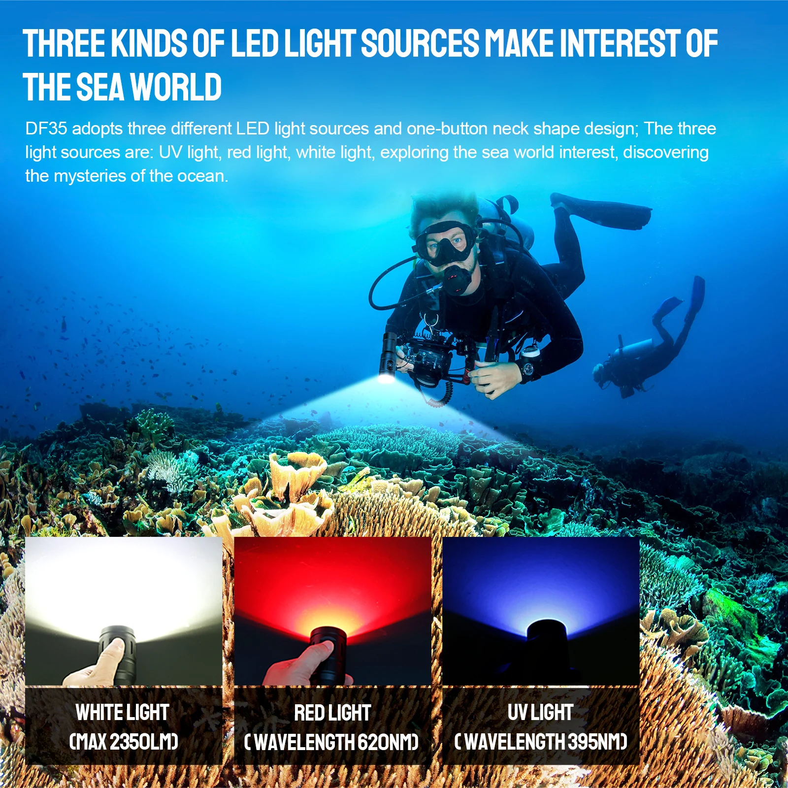 Trustfire DF35 Diving Flashlight - 2350 Lumens Underwater Light