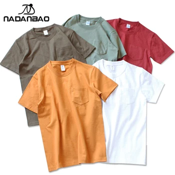 NADANBAO Top Selling Solid Color Cotton Sample T Shirt With Pocket High Quality Seamless Men's Tshirts Women Custom Tshirt