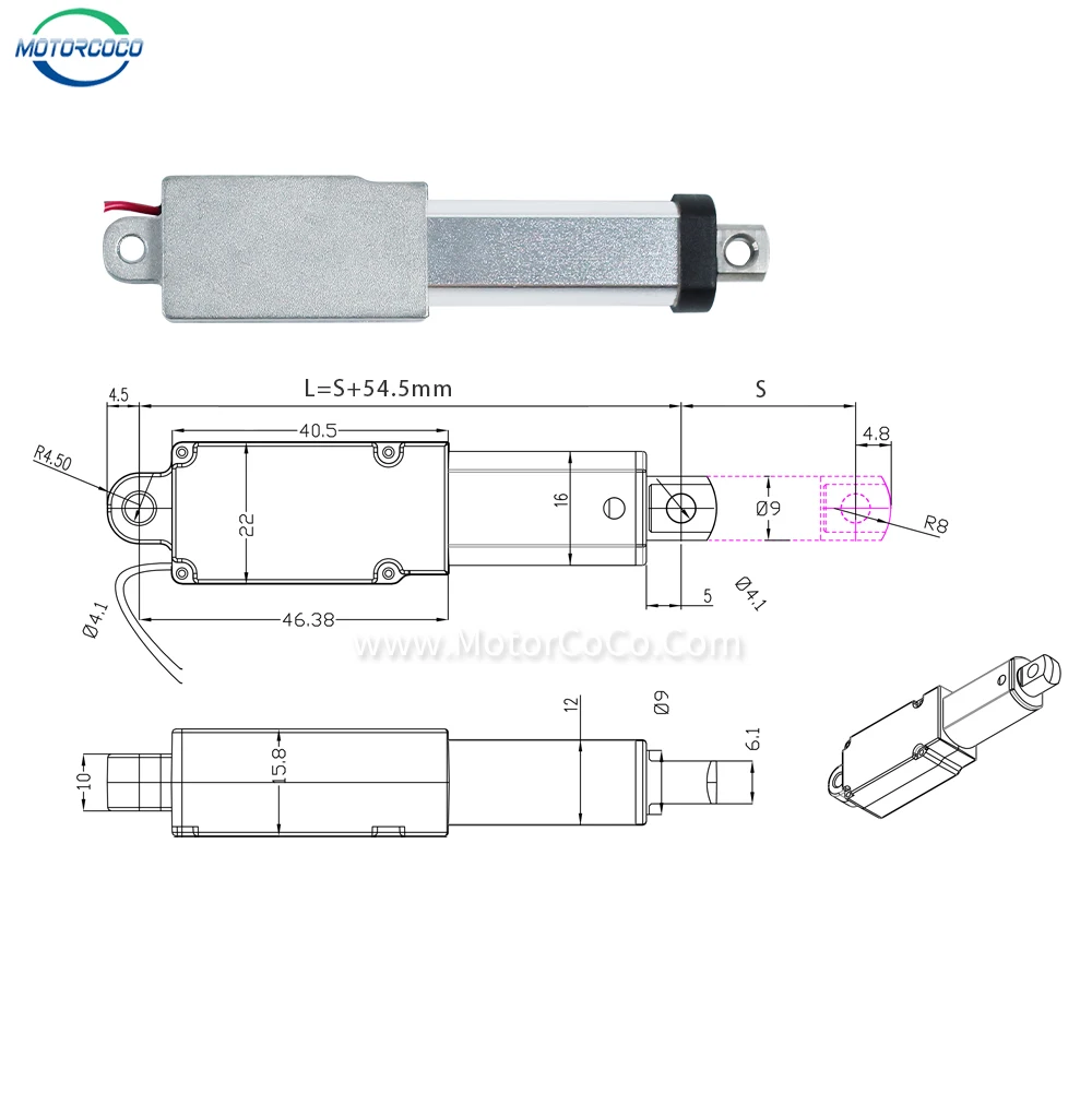 Stainless Steel Micro Electric Linear Actuator - 100mm Stroke