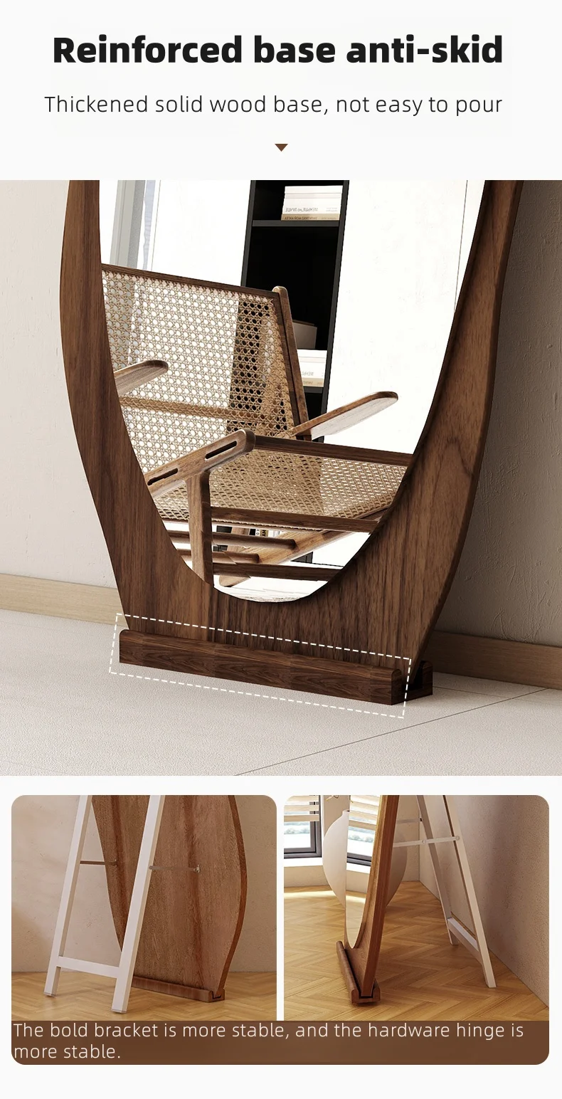 Solid wood base MDF frame full size standing floor home decor retro style long mirror living room salon mirror spiegel espejo