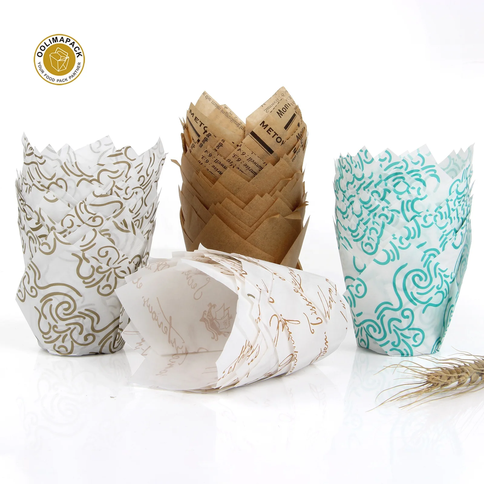 Tulip Cupcake Wrappers Liners Baking Muffin Cup Colorful Greaseproof Paper Custom Disposable Cake Tools 90gsm Paper Portion Cup