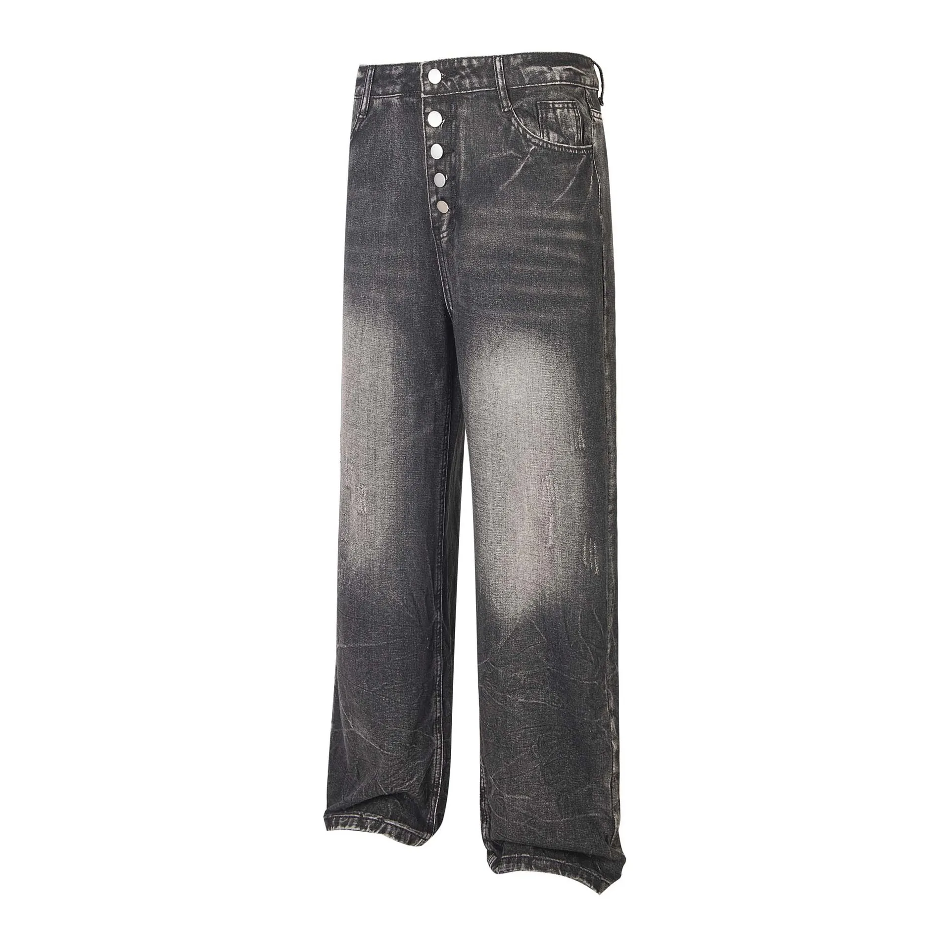 Jean × Streetwear × Vintage Washed Sandy Black Baggy Denim