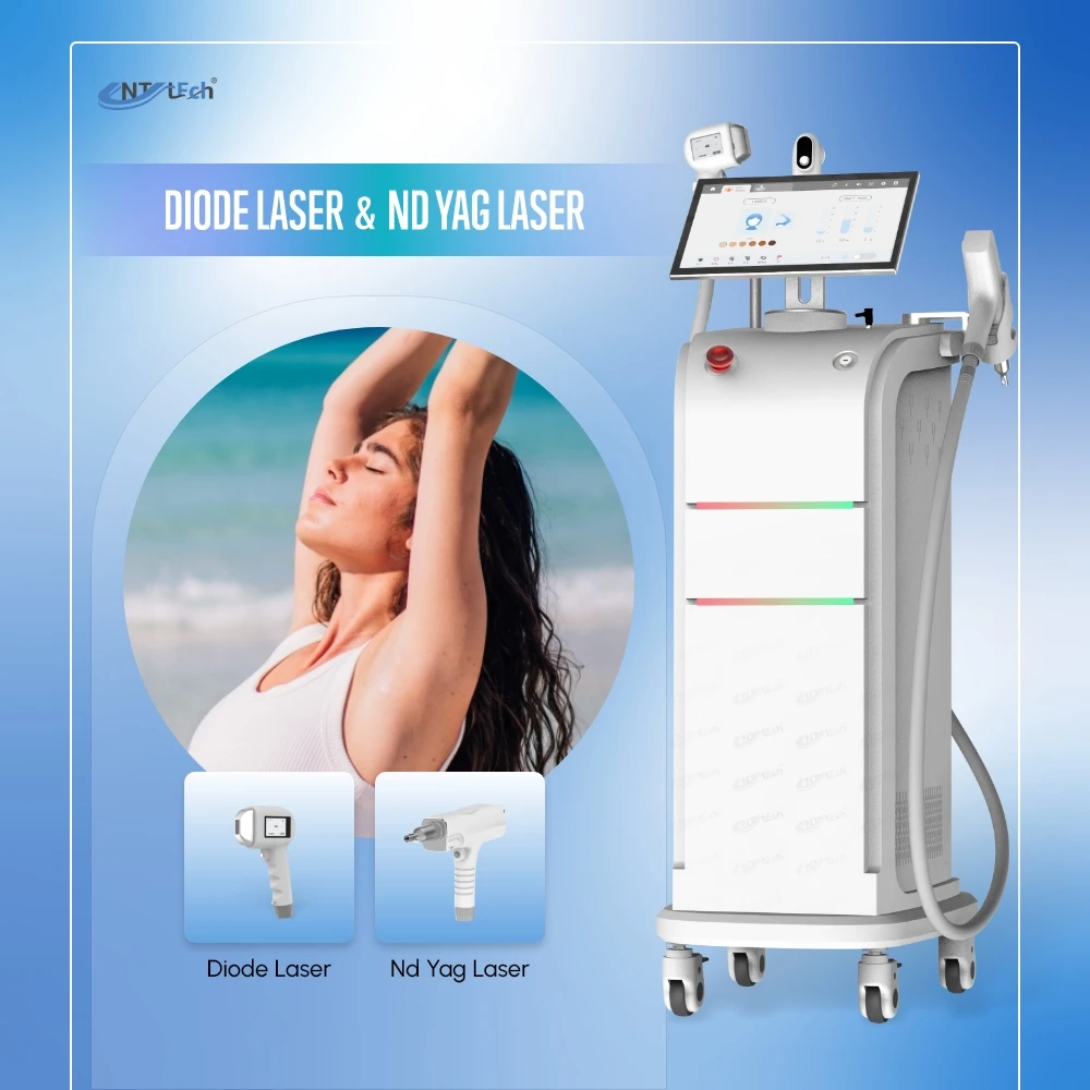 Smart Clinic 2 in 1 Diode Laser Hair Removal 755 808 1064 Nd Yag Laser Tattoo Removal Laser Hair Removal Machine
