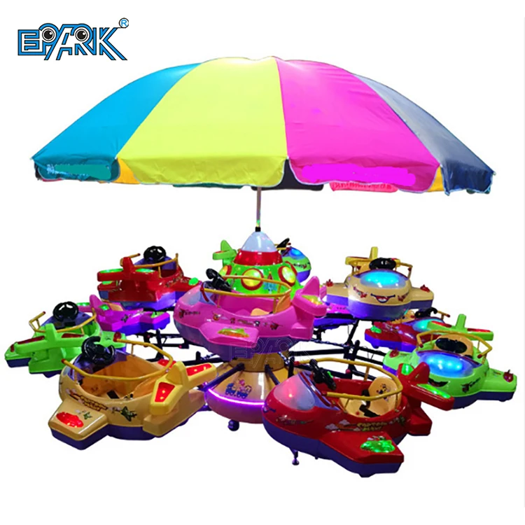 Mini Electric Carousel Kiddie Rides Amusement Park 6/8/10/12 Seat Rotary and Lifting Jet Plane Kids Rides for Sale