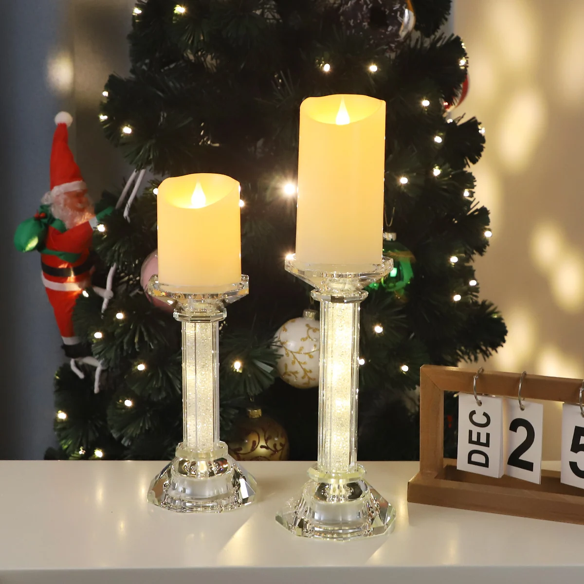 glass candle stick holders luxury tall centerpiece candlestick candelabra led candles with moving flame