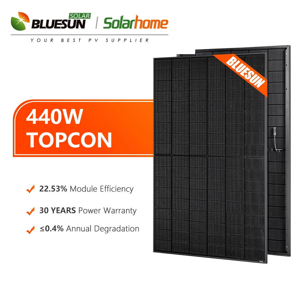 Bluesun 440W Full Black Bifacial Solar Panel for Europe