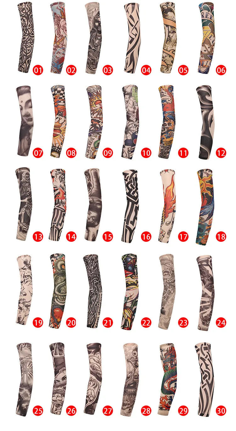 Anti-uv Sun Block Black White Blue Gray Sport Gym Hand Cover Elastic Cycling Arm SleevesPopular Cool Fashion Tattoo Arm Sleeves