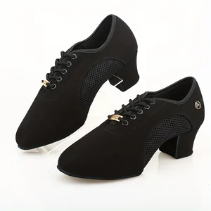 Women's Modern Tango Dance Shoes with 5 cm Heel Height Suede Sole Breathable Training Shoes for Indoor and Outdoor Use