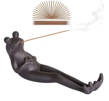 New Design Frog Ceramic Incense stick Burner Ash Catcher Portable santo palo Incense Holder Home Incense Stick