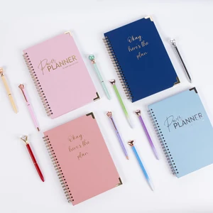 Customized Spiral 52 Weekly Monthly Goal Diary Journal Agenda Notebook Printed Daily Planner Aluminum PVC PP Gift Box Option