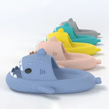 Thick-Soled Shark Couple Slippers - Men's and Women's Indoor/Outdoor Playful, Cute Cartoon Slides for Home
