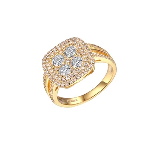 Keiyue 2026 New Arrival Men's Fashion 925 Silver 18k Gold Plated Rings Square CZ Pave Finger Jewelry Design