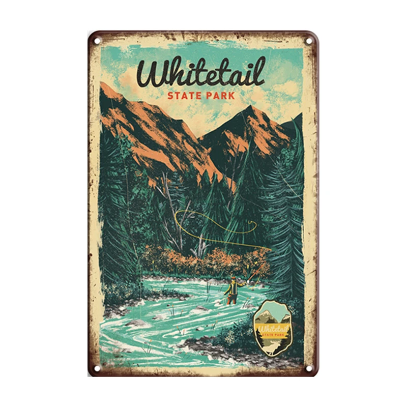 State Park Metal Poster Tin Plate Retro Sign Plaque Vintage Poster Wall Home 20x30cm/15x30cm Travel