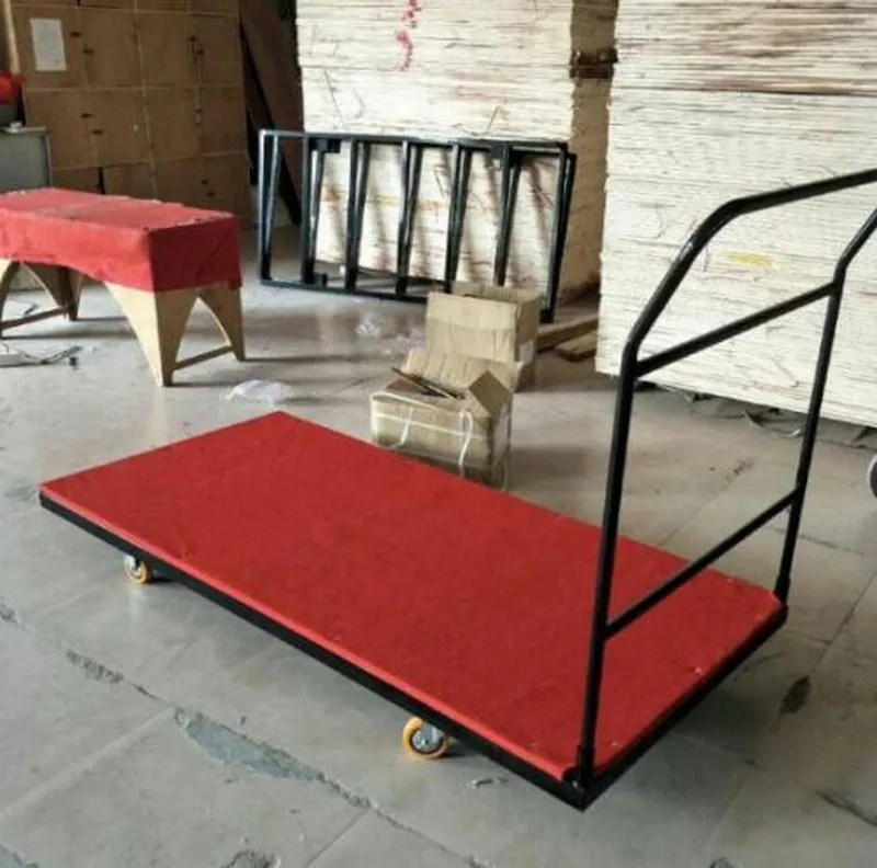 High Quality Heavy Duty Factory Sale Direct Moving Round Banquet Folding Table Cart Removable Serving Trolley