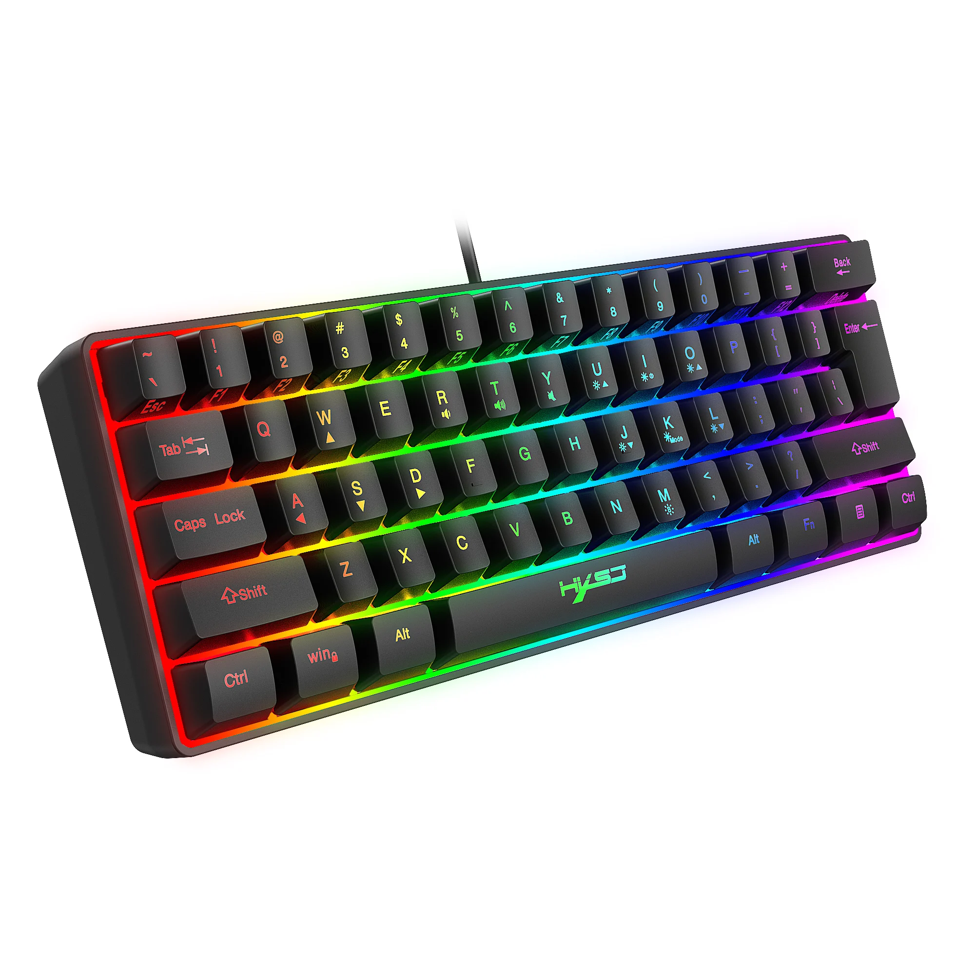 Wholesale HXSJ V700 61 Keys USB Mini Membrane Keyboard RGB Luminous Gaming  Wired Keyboard From