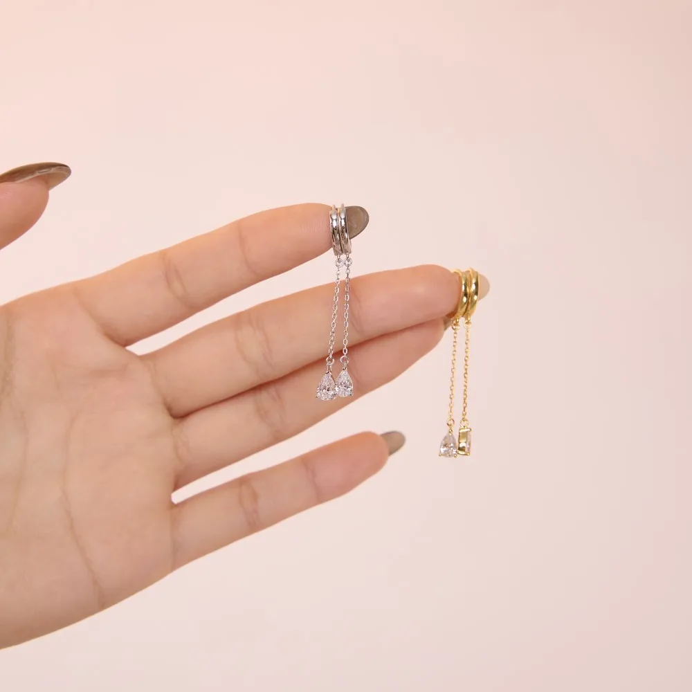 KAKODIY Hypoallergenic 925 Sterling Silver Pendant 5A CZ Zircon Ring Earrings Women Teen Girl Simple Tassel Earrings High Jewelry detail 3