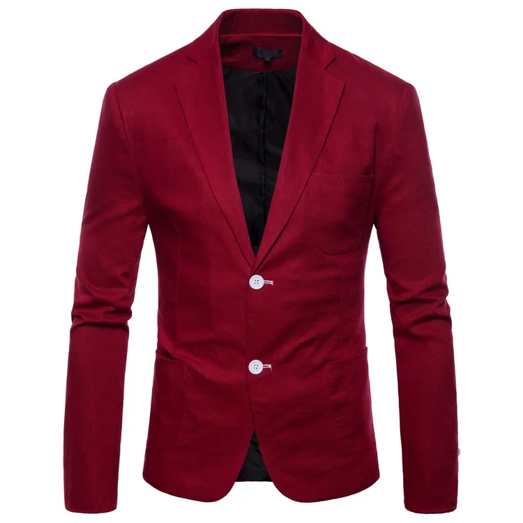 High Quality Pure Color Long Sleeve Slim Casual Suit For Man Stylish ...