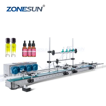 ZONESUN ZS-DTPP100C4 Peristaltic Pump Small Bottle Vial Essential Oil Perfume Eyedrops Liquid Filling Machine With Conveyor