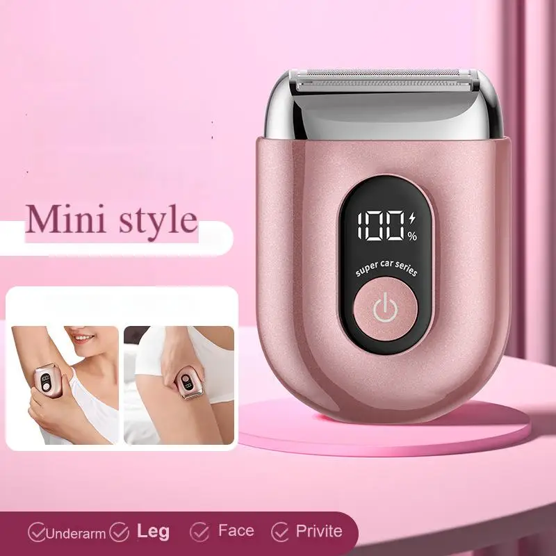 Lady Electric Shaver with Digital Display Rechargeable 450mAh IPX6 Waterproof Body Trimmer for 90 Minutes Runtime