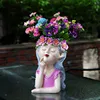 Maceta para flores con diseño de niña meditando - Rosa