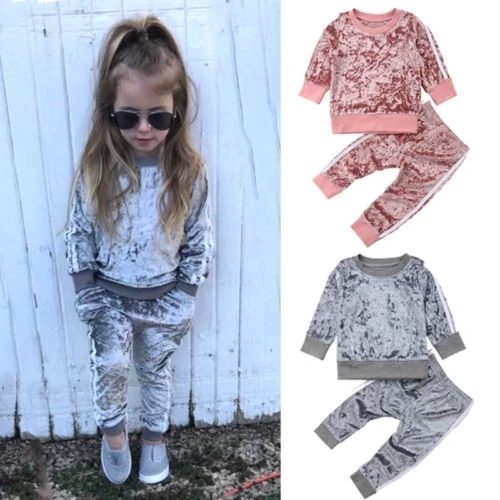 Kids Baby Girls Outfits T-shirt Tops+Pants Set Toddler Autumn Clothes Tracksuit 