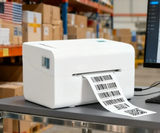 110mm Thermal Barcode Sticker Shipping Label Printer with for Bluetooth & USB 3-inch Waybill Printer in Stock