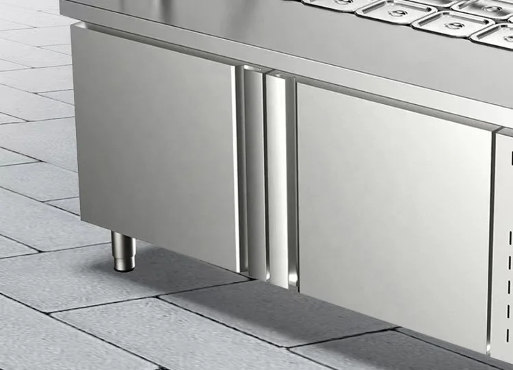 2023 OEM допустимый двойной стол для приготовления пиццы/охладитель/холодильник Салатница со стеклянным