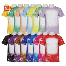 Unisex Sublimate Faux Bleached Shirts Tie Dye Bleach Look Custom Print Tshirt Polyester Blanks T-shirts for Sublimation Printing