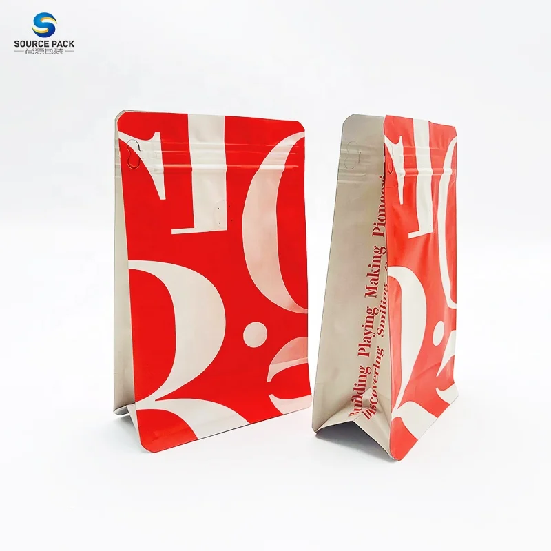 Ziplock Flat Bottom Custom Printed Drip Coffee Bean Packaging Coffee Bag with Valve