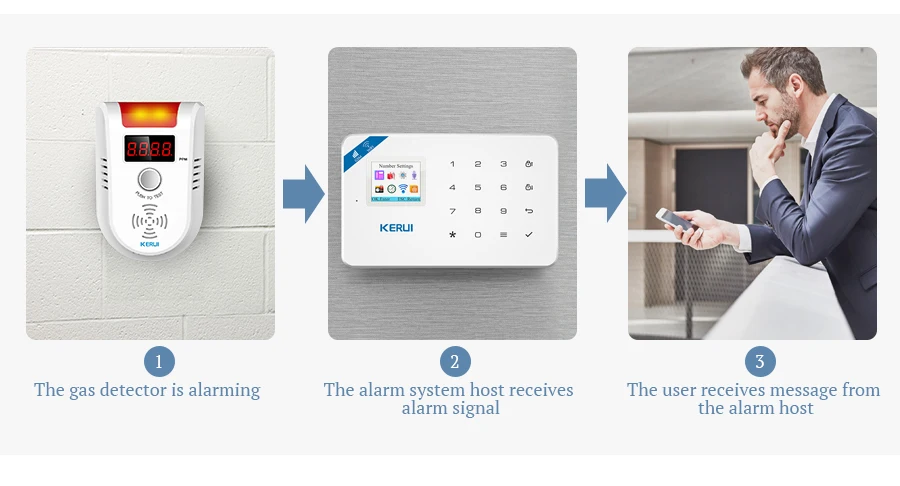 LCD display wireless Gas Alarm Sensor With temperature function Combustible Gas Leak Detector