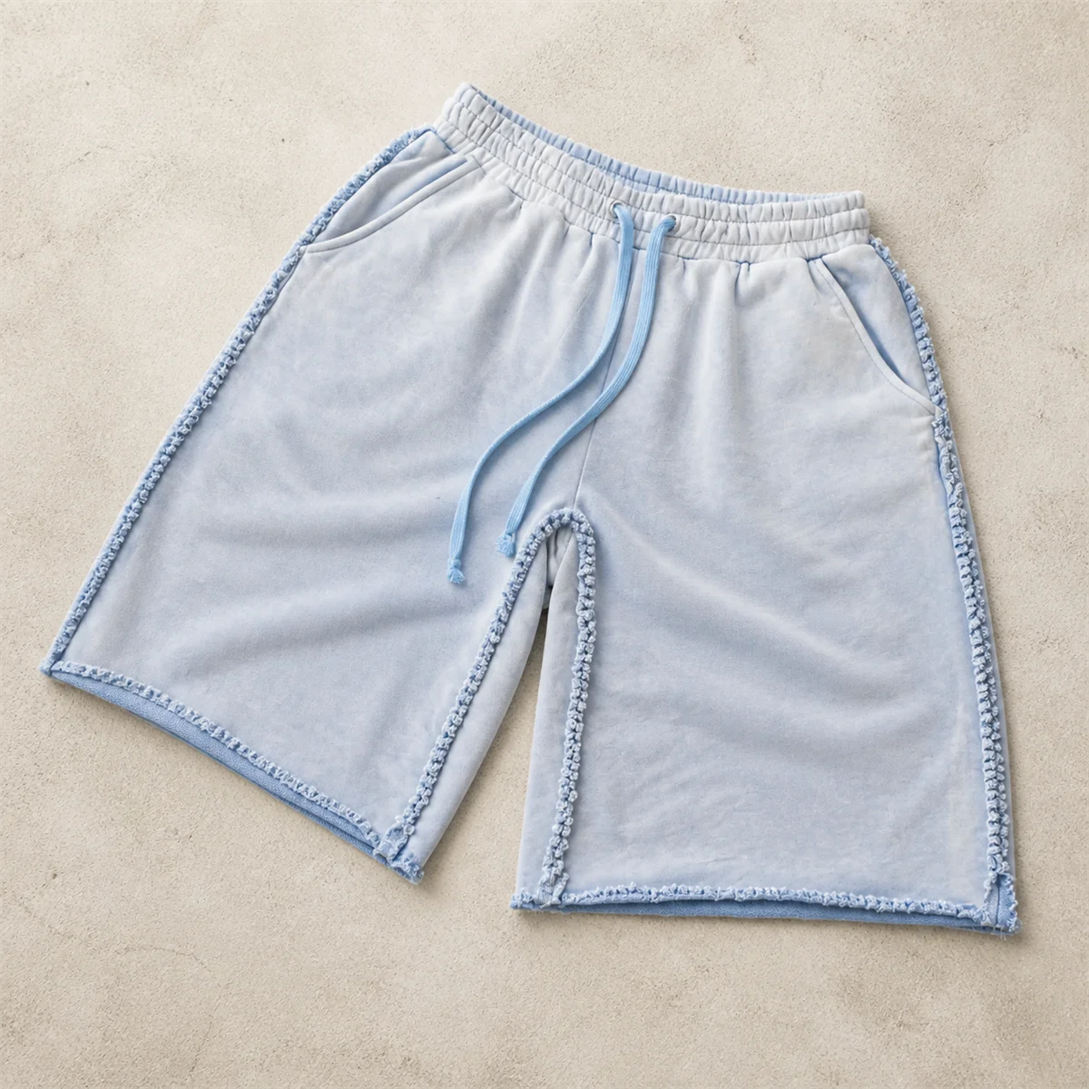 OEM Custom Men's 100% Cotton Heavyweight Knitted Breathable Casual Mid Waist Drawstring Closure Custom Printed Loose Shorts gallery 7