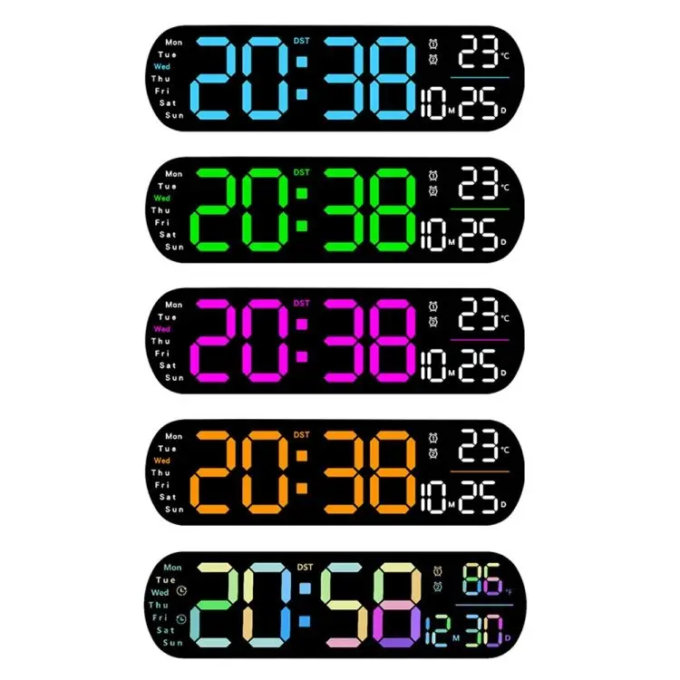 YIZHI Smart Night Light Indoor Temperature Large LED Display Battery Desk Alarm Clock Bedroom Home Decor Digital Wall Clock