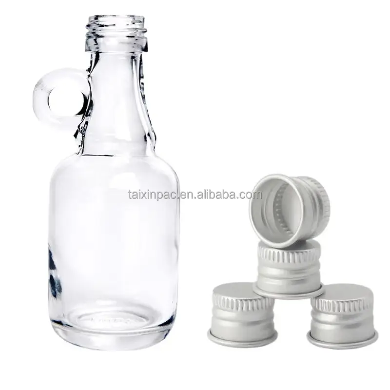 Wholesale 40ml Mini Syrup Gallon Glass Bottle Container Screw Cap Handle Wine Vodka Liquor Bottles Honey Growler Jugs Packaging
