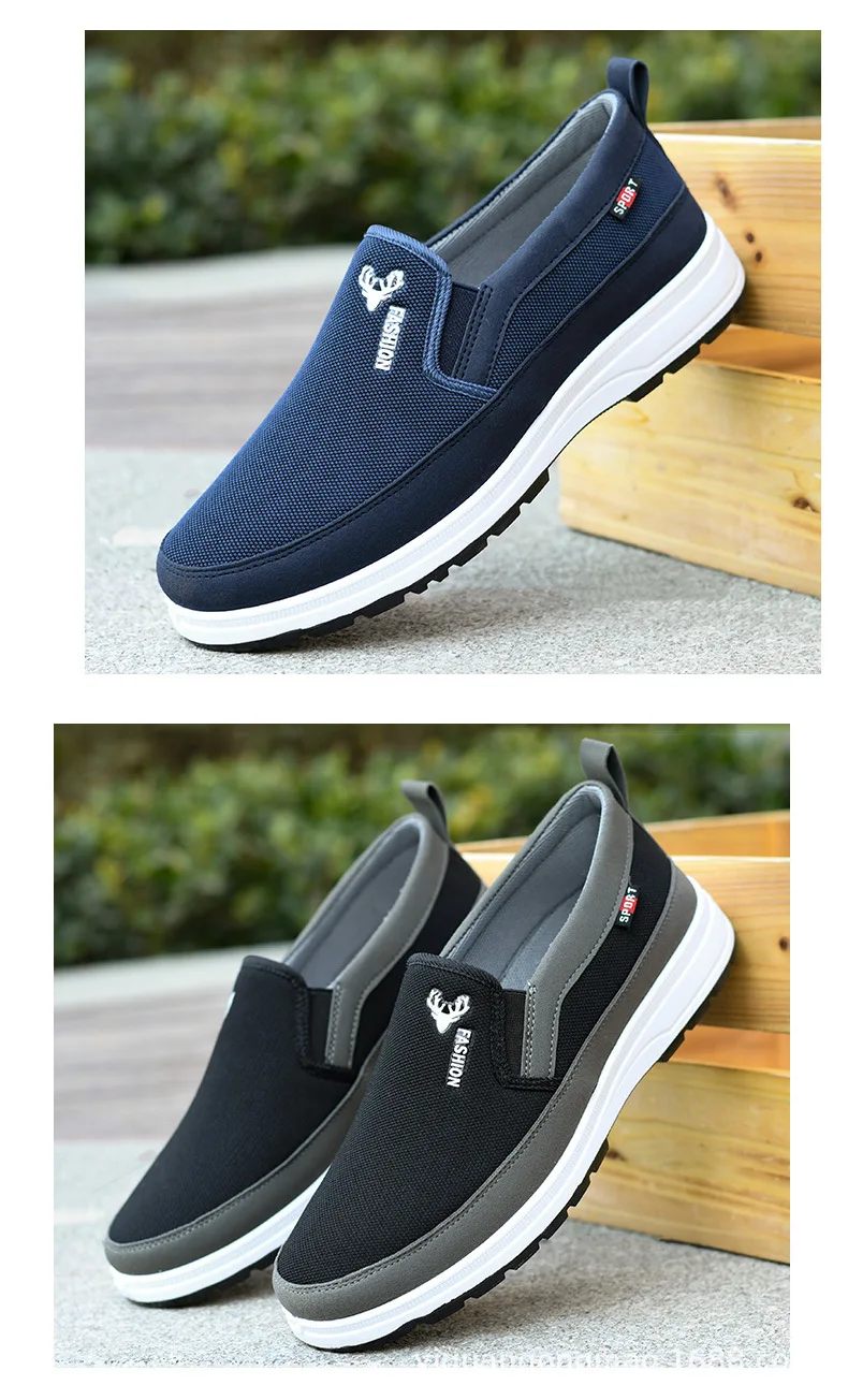 Anti Slip Canvas Upper Men's Cloth Upper Fashion Sneakers Loafers Flat ...