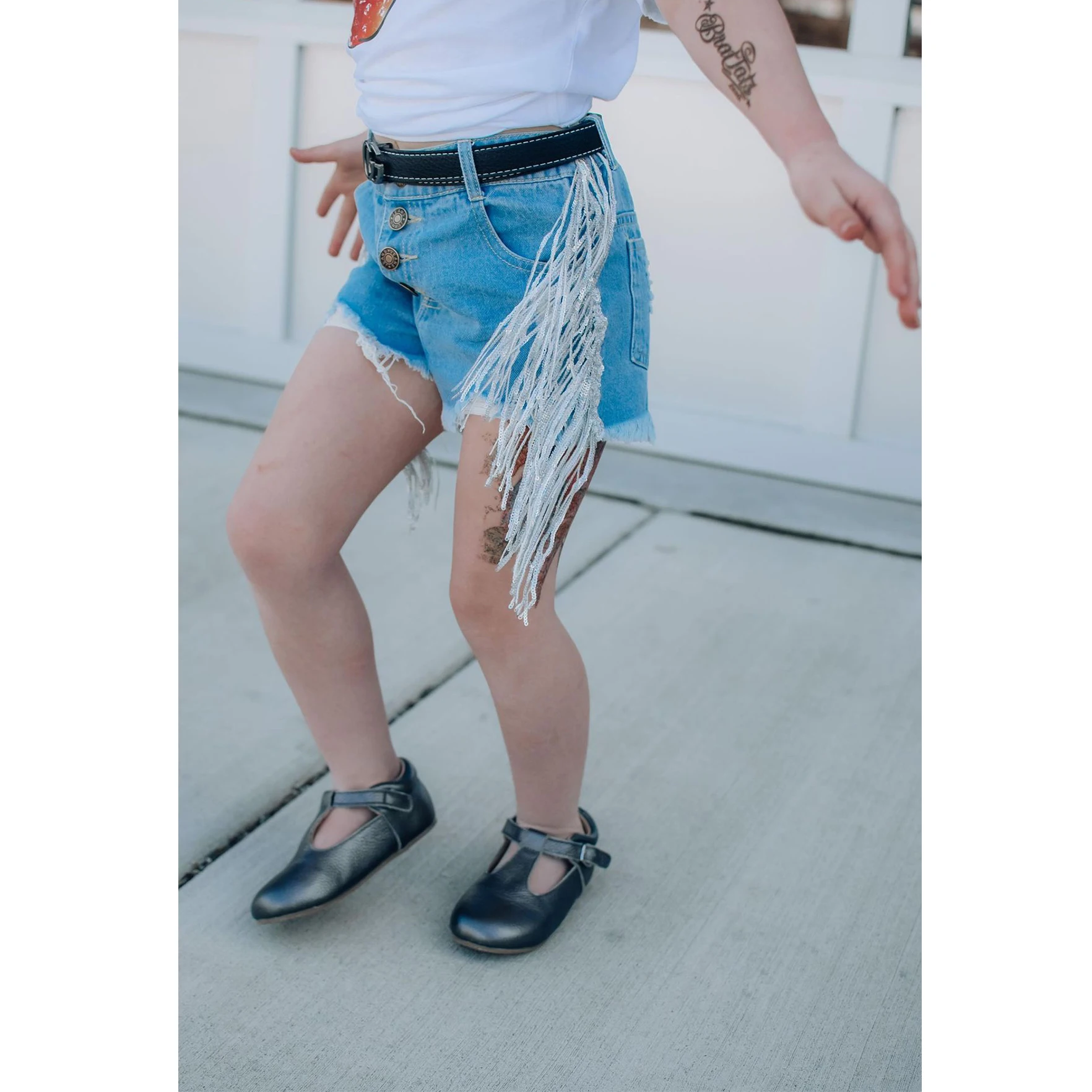 Shiny Fringe Newborn Kids Jeans Pants 