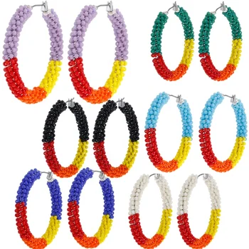 Fashion Jewelry Earring Colorful Garland Hoop Seed Beads Earrings For Women